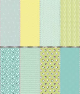Octavo panel de tela azul patchwork aplique artesanal de papel Riley Blake margaritas grasa - Imagen 1 de 1