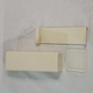 3 pc Vintage Tupperware Cheese Keeper Almond #1696 & Tray #1698 Clear Lid #1697 - Picture 1 of 9