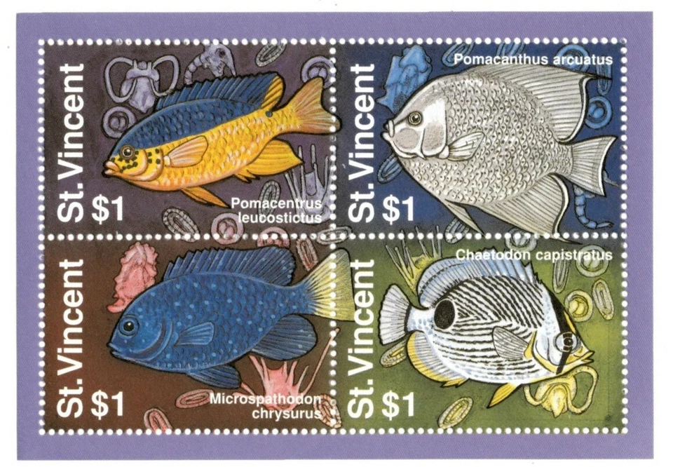 St. Vincent 1995 - Fish, Marine Life, Ocean - Block of 4 Stamps Scott #2179 MNH - Image 1 of 1
