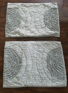 Lot Of 2 West Elm Gray Woven Weave Cotton Pillow Covers Sham Ruffles - Picture 1 of 8