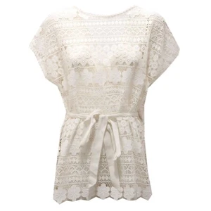 7533AE Mujer ERMANNO SCERVINO Blanco Algodón Encaje Camisa Mujer - Imagen 1 de 4