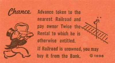 ВИНТАЖ 1936 Монополия шанс карты (оранжевый) - 3-1/8" x 1-3/4" - вы выбираете - Изображение 1 из 2