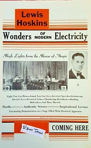 C- 1940 POSTER Lewis Hoskins WONDERS of MODERN ELECTRICITY Electrical Apparatus - Picture 1 of 2