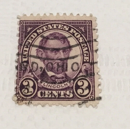 1929 3 Cent Lincoln US Stamp Scott# 661 Ohio Overprint - Image 1 of 2