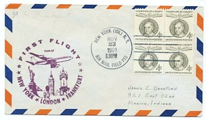 Primera cubierta de vuelo de Estados Unidos 1959 Jet FAM 27 Nueva York AMF a Alemania J-0341f Cachet - Imagen 1 de 2