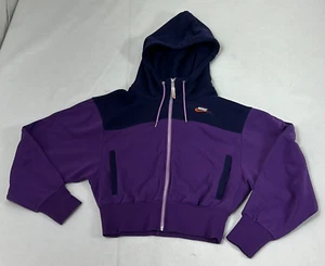 Nike Purple Crop Hoodie Long Sleeve Kangaroo Pockets Full-Zip Womens Size Small - Picture 1 of 7