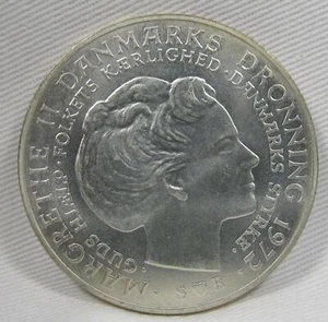 1972 Denmark 10 Kroner .800 Fine Silver .5247oz GEM UNC AE592 - Picture 1 of 3