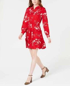 Maison Jules Printed Ruffled Shirtdress (Bright Red, XL) - Picture 1 of 3
