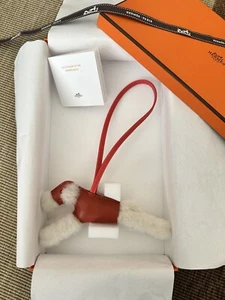 Authentic Brand new Hermes Lambskin Dog Buddy Charm Orange Color - Picture 1 of 6