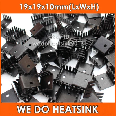 100pcs TO-220 Aluminum Black Heatsink 19x19x10mm For TO220 Mosfet IC Transistors - Image 1 of 4