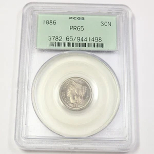 1886 PCGS OGH PR65 PROOF | Three Cent Nickel - 3c US Coin #43788A - Picture 1 of 2