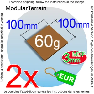 2x 3mm MDF 100mm 100x100mm Square Base Socle Carré War Hammer 40k Age Of Sigmar - Imagen 1 de 7