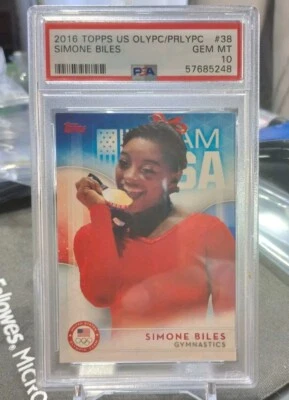 2016 Topps US Olympic & Paralympic SIMONE BILES #38 Rookie - PSA 10 GEM ESTADO PERFEITO - Imagem 1 de 3