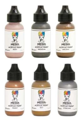 RANGER INK Dina Wakley Media Acrylic Paint, Metallic 1 oz.