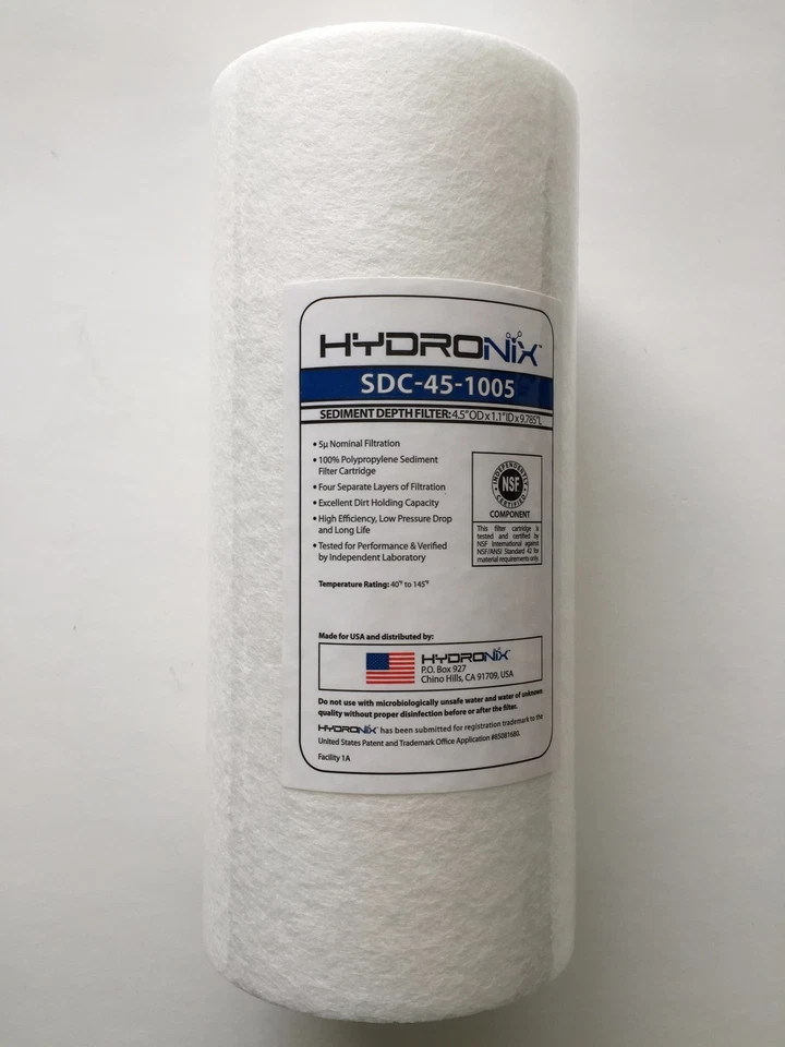HYDRONIX 5 MICRON BIG BLUE 10"x4.5" SEDIMENT FILTER NSF CERTIFIED - 12 FILTERS - Image 1 of 1