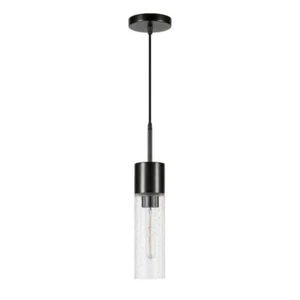 Meyer+Cross Lance 1-Light Blackened Steel Pendant with Seeded Glass Shade PD0582 - Picture 1 of 6