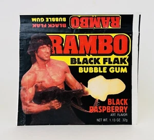 Vintage 1985 Amurol RAMBO Black Flak Bubble Gum Pouch Wrapper Candy Container - Picture 1 of 4