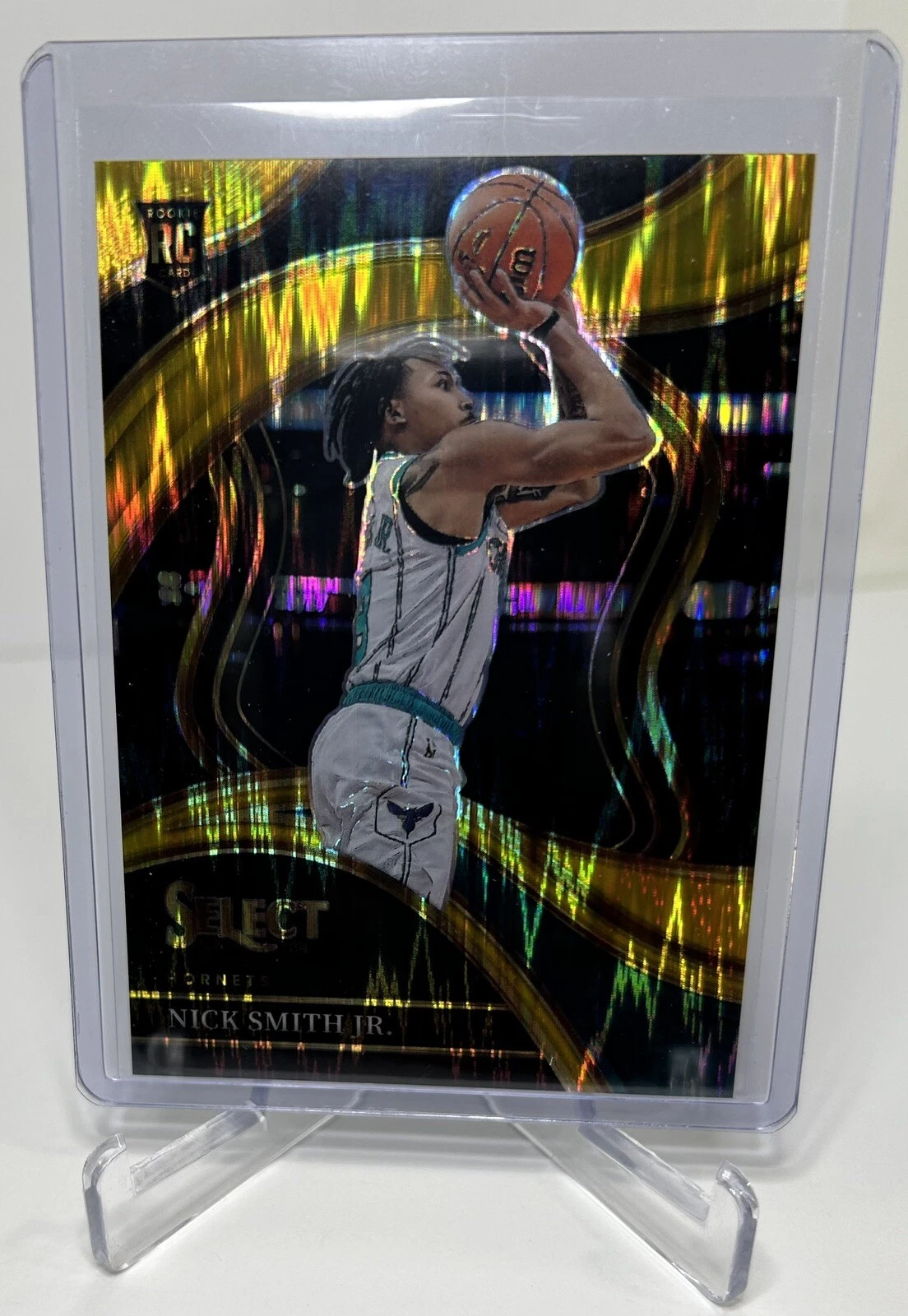 2023-24 Select Gold Flash Prizm Courtside 8/10 Nick Smith Jr Number Match = 1/1