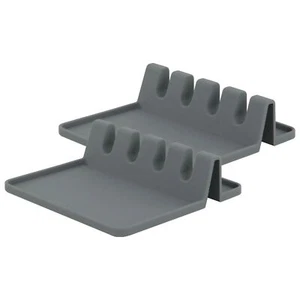 2 reposacuchara grises con almohadilla de goteo silicona resistente al calor varios utensilios reposa cuchara - Imagen 1 de 3