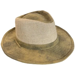 Stetson Narrative Hat Weather Distressed Canvas, Burlap, Chin Cord Mens L, XL - Picture 1 of 15