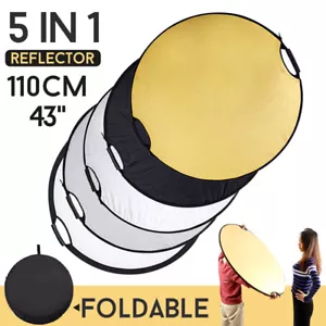 110cm 5in1 Photo Photography Mulit Collapsible Light Reflector Handle 43'' - Picture 1 of 12
