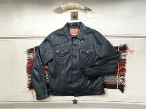 Levi's Leather Trucker Jacket M-L Type 3 Super Soft Black Immaculate No Issues - Picture 1 of 20