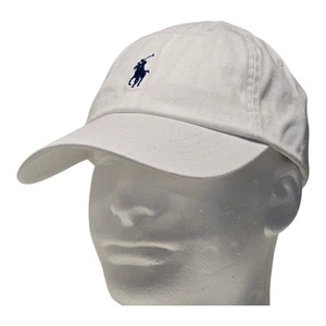 Polo Ralph Lauren Uomo Taglia Unica Cotone Chino Berretto a Palla Regolabile Bianco Blu - Foto 1 di 16
