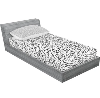 Ambesonne Rain Twin Fitted Sheet & Pillow Sham Set Raindrop Monochrome Style  - Image 1 of 3