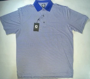 FootJoy Golfshirt Polo Athletic Fit Gr. L blau gestreift Gorpcore Athleisure Sport - Bild 1 von 11
