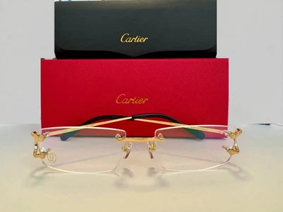 Gafas Cartier C Vintage Marco Dorado/Negro Lente Transparente Hechas en Francia Foto 1 de 4