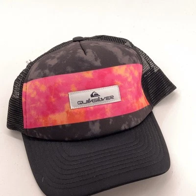 Gorra camionero Quiksilver negra con espuma a rayas rosas Foto 1 de 4