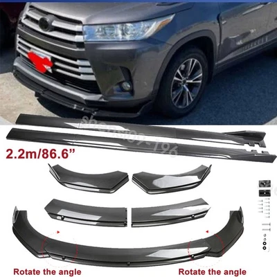 For Toyota Highlander Front Bumper Lip Splitter Side Skirt Carbon Fiber Style - Image 1 of 4