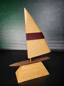 VTG 1980’s Signed MARK T DIEBOLT WOOD SAILBOAT SCULPTURE Nautical Art Trophy - Picture 1 of 11