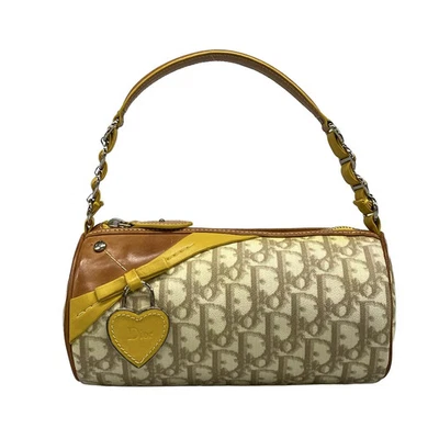 Auténtico Bolso de Mano DIOR/ChristianDior Romántico - Cuero PVC Marrón Crema Amarillo Foto 1 de 4