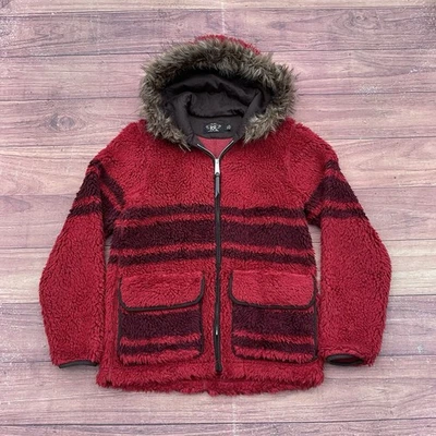 RRL Doble RL Ralph Lauren Imitación Piel Capucha Pila Polar Chaqueta Adulto Talla Pequeña Foto 1 de 4