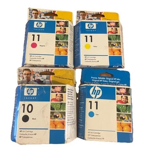 Genuine HP 10 Black + HP 11 Cyan Magenta Yellow Ink Cartridges Sealed Boxed - Photo 1/10