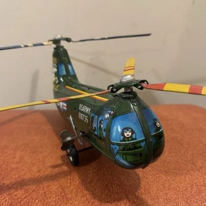 Vintage Piasecki Helicopter U.S. Army Japan Tin Toy Windup Working Order Green - Picture 1 of 10