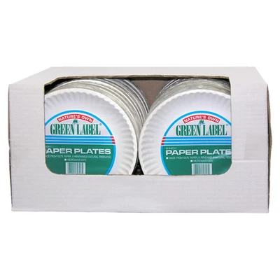 AJM Paper Plates, Uncoated, 9" Plate, 1200/CT, White