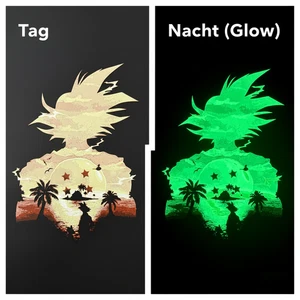 Dragon Ball Z Son Goku 3D-Druck | Glow-Effekt | Wandbild | Anime Wandeko 30x30cm - Picture 1 of 7