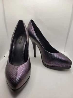 ALL SAINTS Women`s Tarnished Metallic Purple Shard Court Heels Leather UK5 EU38 - Image 1 of 4