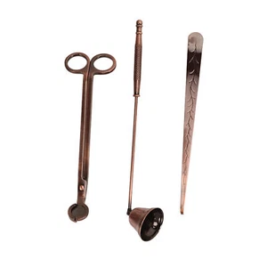 3pcs Candle Accessory Set Steel Care Kit 3 in 1 Bronze Scented Candles Trimmer - Picture 1 of 12