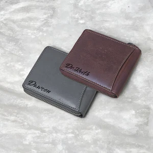 Portafoglio Porta ID Personalizzato Blocco RFID Tap Go Pelle Zip Around Porta Note - Foto 1 di 15