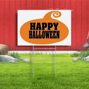 PUMPKIN HAPPY HALLOWEEN Yard Sign w Stand LAWN SIGN - Picture 1 of 1