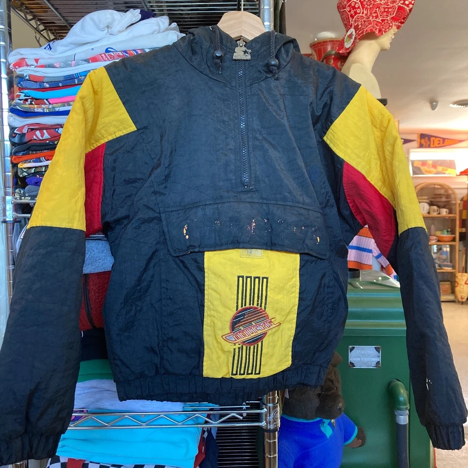 1990s Vintage STARTER Vancouver Canucks Kids Anorak Puffer Jacket NHL Hockey Foto 1 de 4