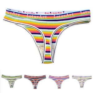 Stylish Cotton Underpants Striped Sports Lingerie for Daily and Holiday Wear