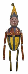 12” Wood Clown Jester Renaissance StickMan Christmas Ornament Vtg 90s - Picture 1 of 6