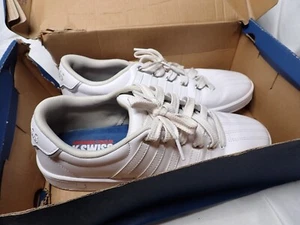 K Swiss Mens White Leather Sneakers Shoes size 8.5 Nice condition! - Picture 1 of 7