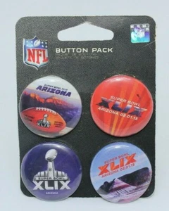 Super Bowl XLIX 49 2015 - Juego de 4 prendedores Seahawks vs. Patriots en Arizona NFL - Imagen 1 de 5