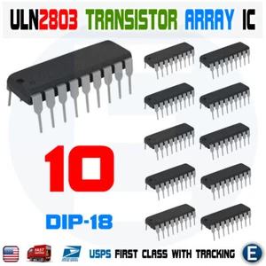 10 pezzi ULN2803 ULN2803A Darlington Lavello Driver Transistor Array-8 NPN DIP18 IC - Foto 1 di 3