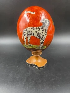 Soprammobile uovo uova di Pasqua decorativo cane cani lavorato a mano firmato - Foto 1 di 9